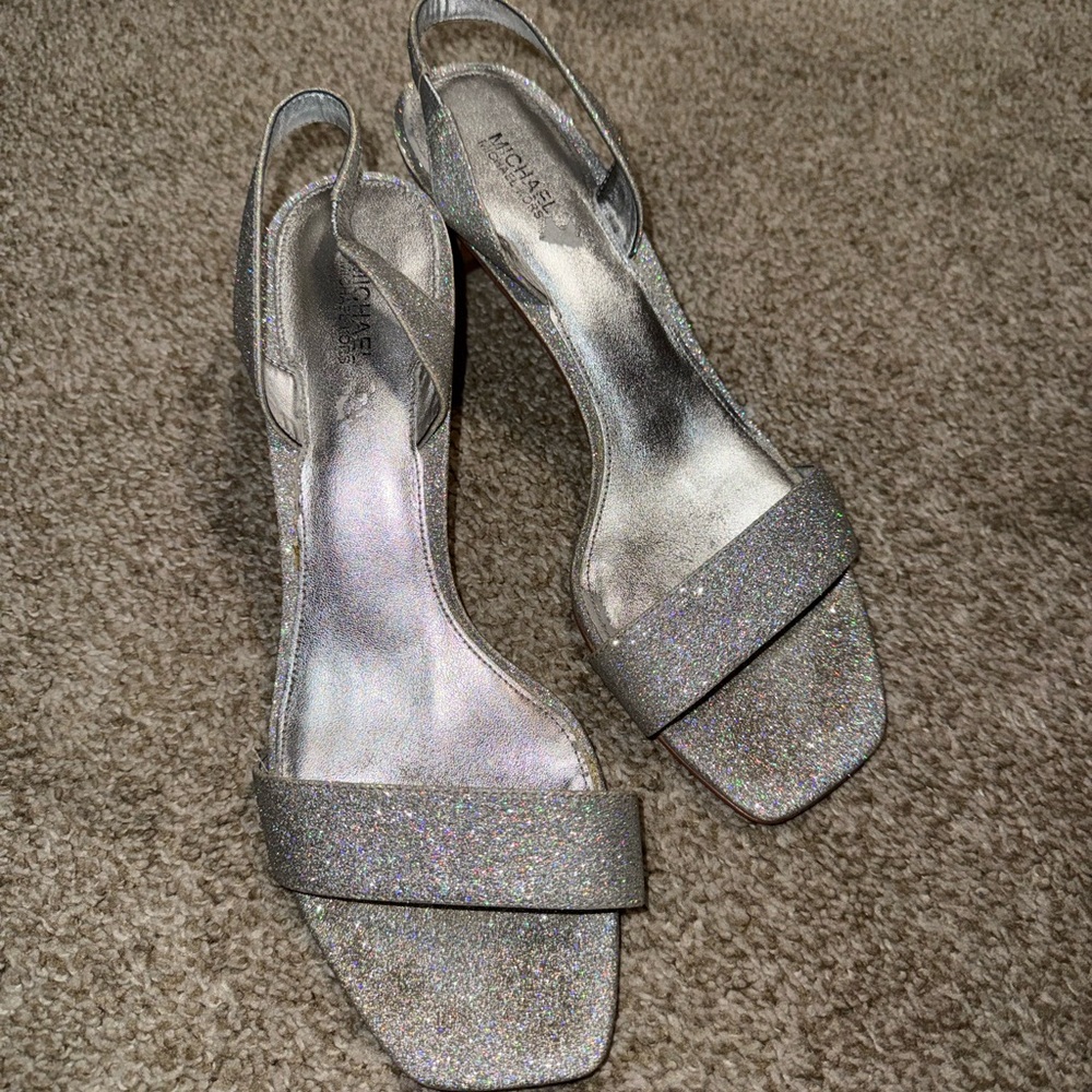 MICHAEL Michael Kors Silver Glitter Heels